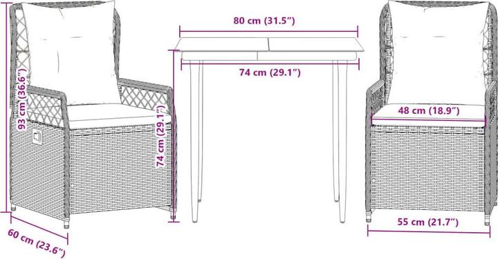 Produktbild vidaXL Garten Essgruppe (80 x 80 x 74 cm)
