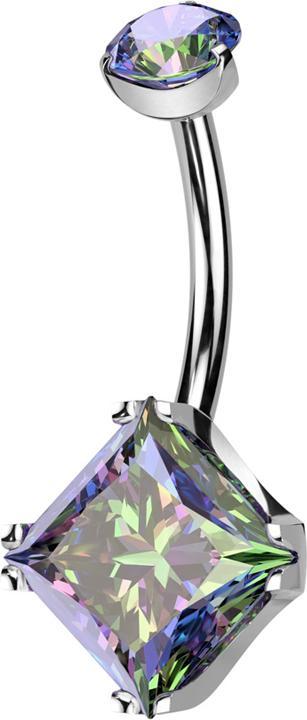 Produktbild Hollywood Body Jewelry Banane Innengewinde silber runder Kristall dunkel multicolor gefasst und quadrat Kristall dunkel mul (ohne Messing, Titan)