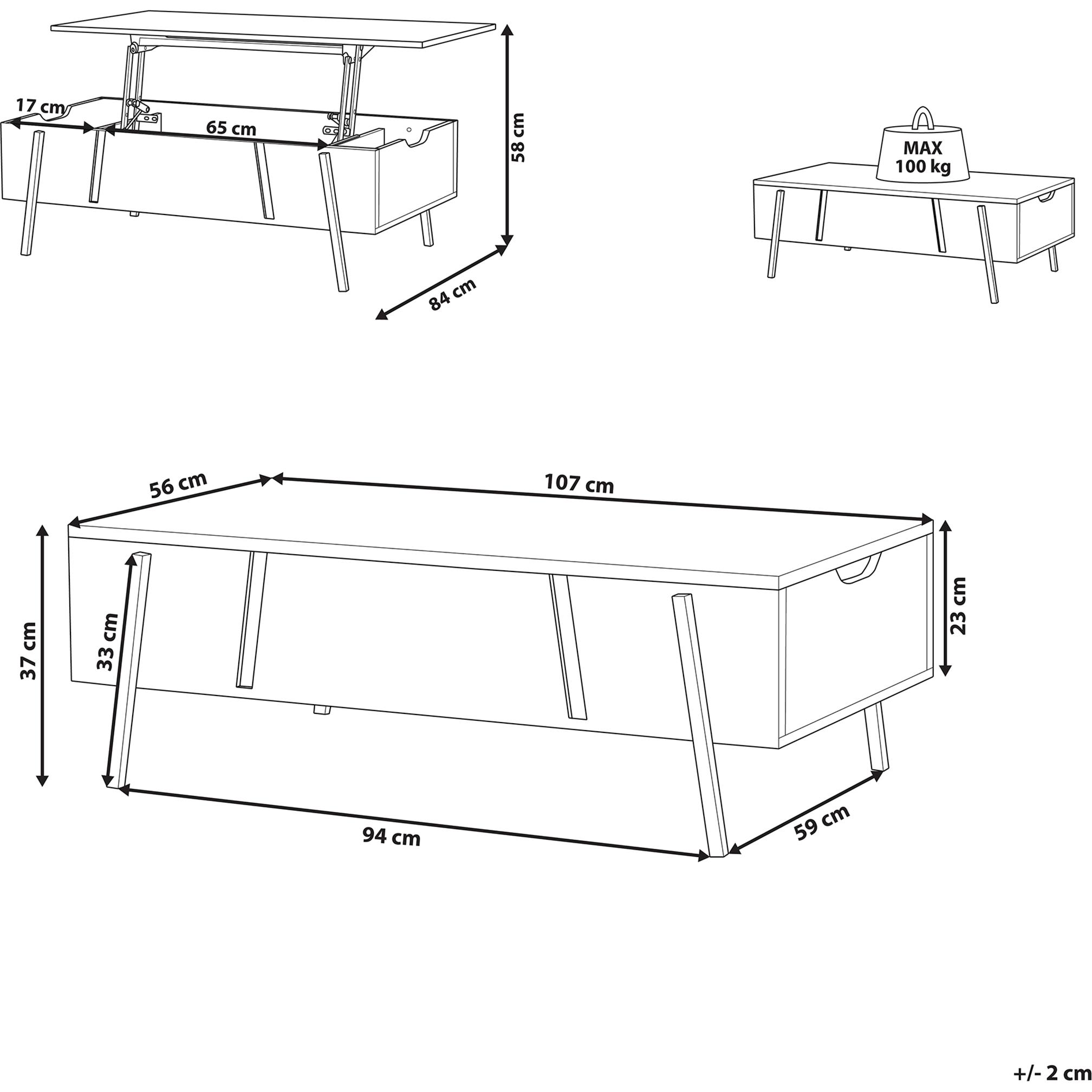 Thumbnail - Beliani, Couchtisch + Beistelltisch, Blackpool (107 x 37 x 56 cm)