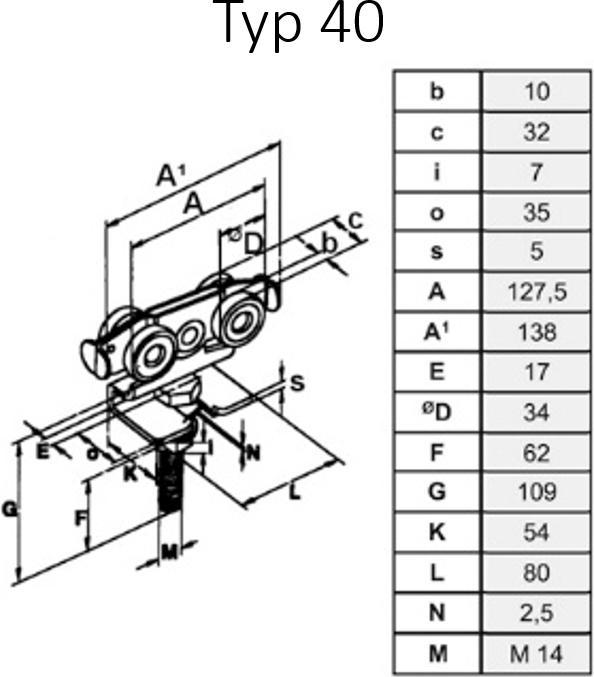 Actual product image HBS Rolling apparatus, double-pair - for sliding gate type 40