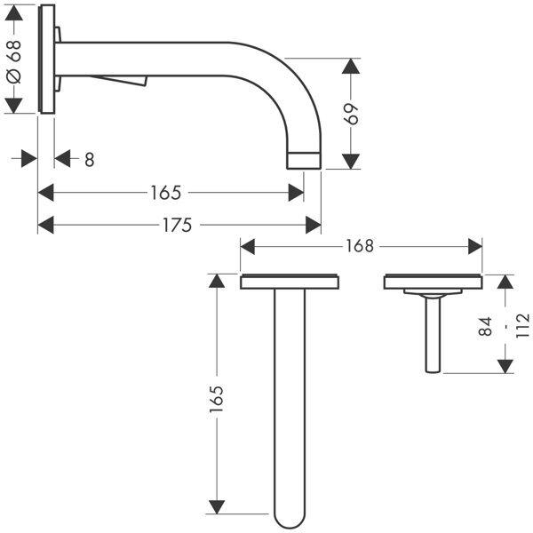 Thumbnail - Axor, Badarmatur, Einhebel-Waschtischmischer UNO2 DN 15 UP m Al 165mm u Ros. f Wd-mon bru