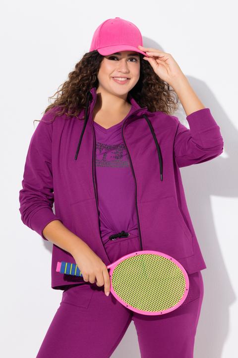 Produktbild Ulla Popken Sweatjacke, Stehkragen, Kängurutasche, hinten länger (46, 48)