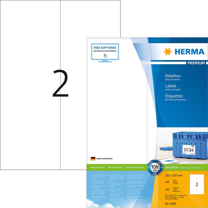 Produktbild HERMA Universal Etiketten A4