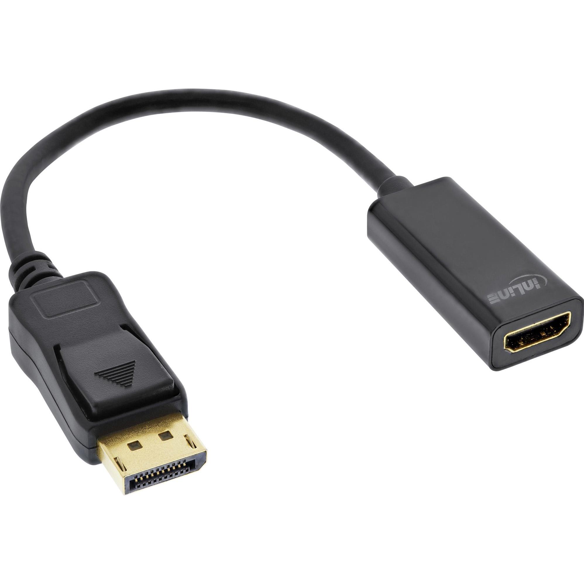 InLine DisplayPort — HDMI (Typ A) (HDMI), Adattatore dati + video, Nero