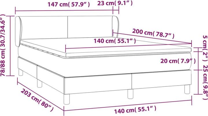 Actual product image vidaXL Boxspringbett (140 x 200 cm)