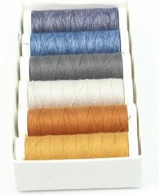 Image du produit Jeans Nähgarnset Farben Mix, Jeansgarn 4x Stärke 30 zu je 70m & 2x Stärke 80 zu je 150m