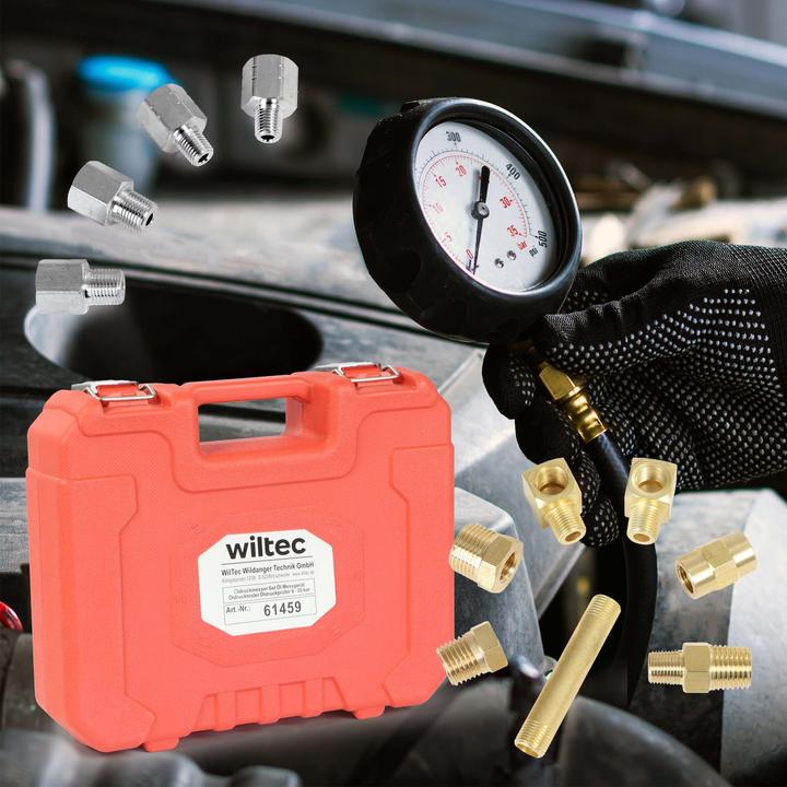 Produktbild Wiltec Öldruckprüfer 12teilig 0-35bar Öldruckmesser Öldrucktester Motoröl