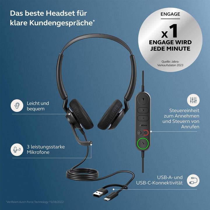 Produktbild Jabra ENGAGE 50 II (ENGAGE 50 (Kabelgebunden, USB-C, Cisco, Google Meet, Microsoft Teams, Unify, Zoom)