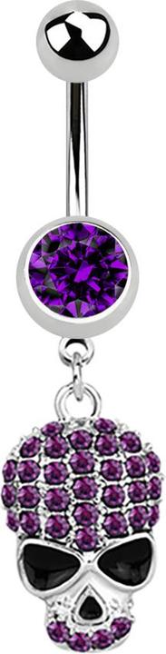 Image du produit Star Piercing Banane argent avec pendentif crâne violet (sans laiton, Acier chirurgical 316L)