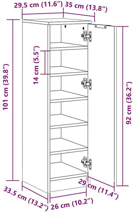 Produktbild vidaXL Schuhschrank (30 x 35 x 100 cm)