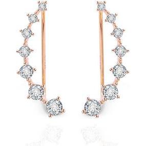Beneto, Ohrringe, Bronze longitudinal earrings with clear crystals AGU2712-RG (L)