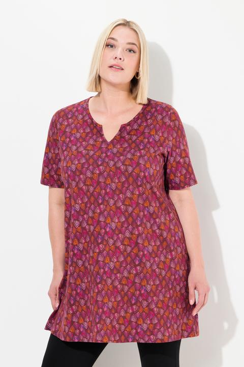 Immagine prodotto Ulla Popken Maglia lunga con design con triangoli, scollo a tunica e mezze maniche (46, 48)