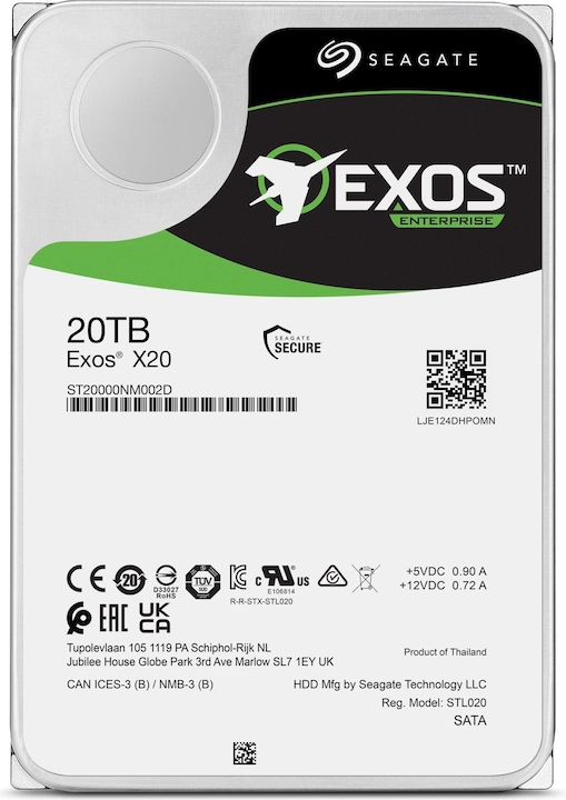 Productafbeelding Seagate Exos X20 SAS (20 TB, 3.5", CMR)