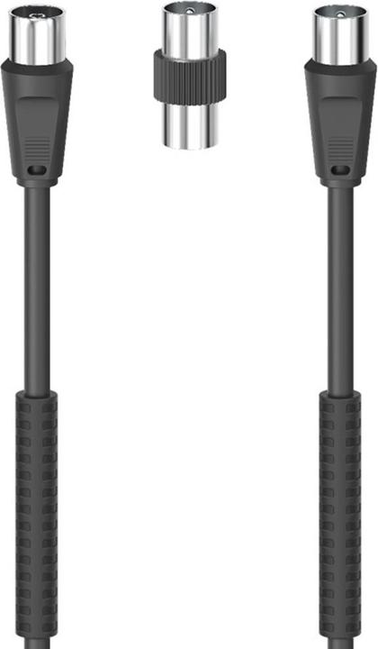 Image du produit Hama Câble d'antenne M/F avec adaptateur M/M, 3 mètres, 85 dB, ferrite, noir (85 dB, Câble d'antenne)