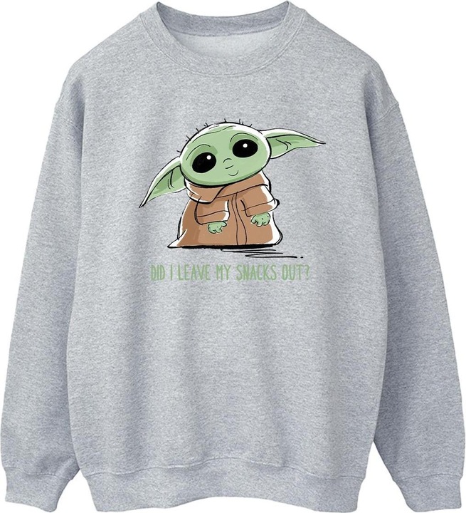 Actual product image Star Wars Womens/Ladies The Mandalorian Grogu Snacks Meme Sweatshirt (XL)