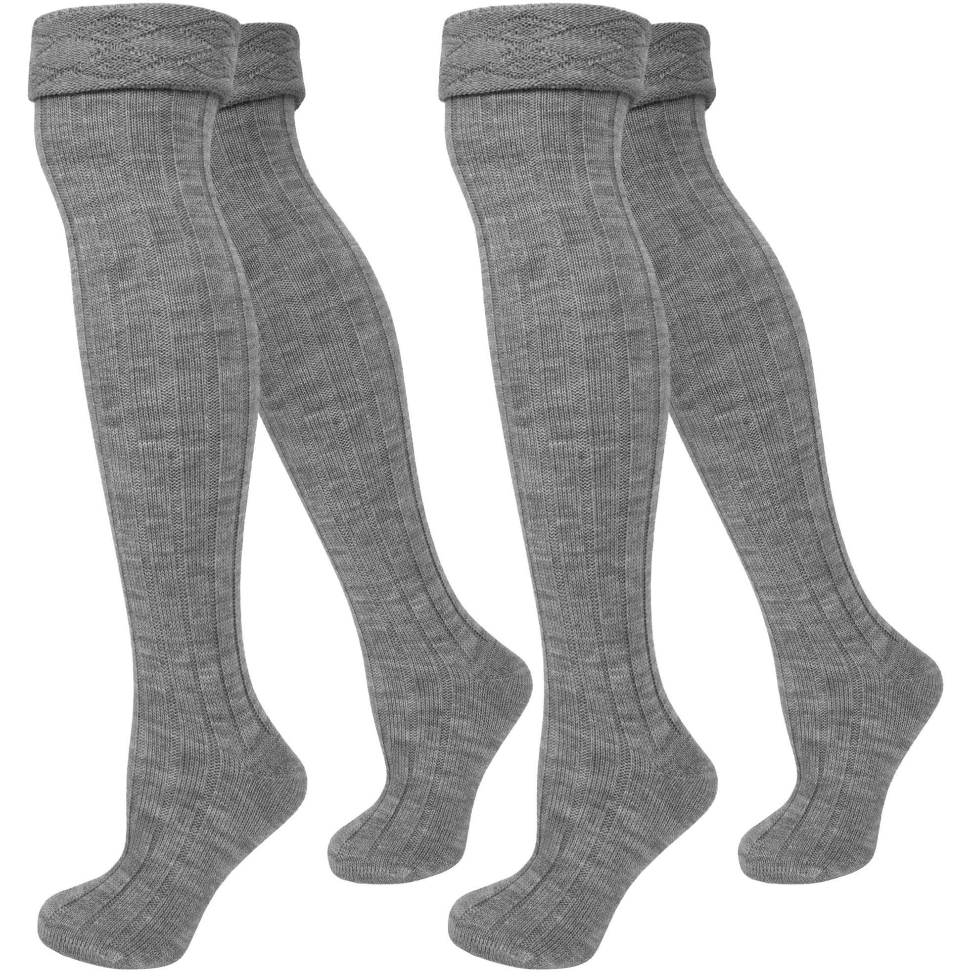 Normani, Herren, Socken, 2 Paar Overknees gerippt mit Umschlag, Grau, (2er Pack, 39 - 42)