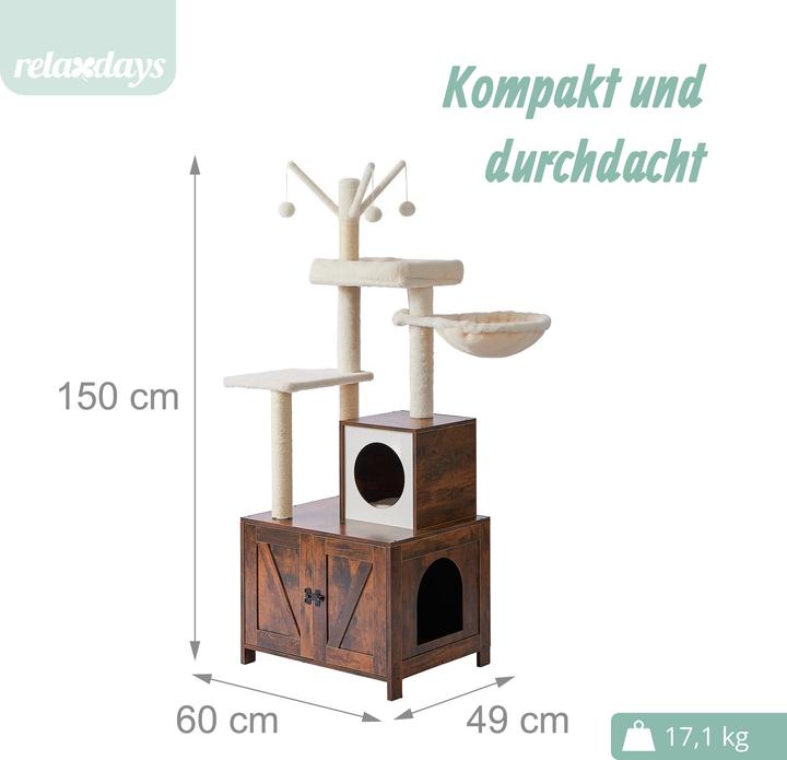 Produktbild Relaxdays Kratzbaum (150 cm, Dunkelbraun)