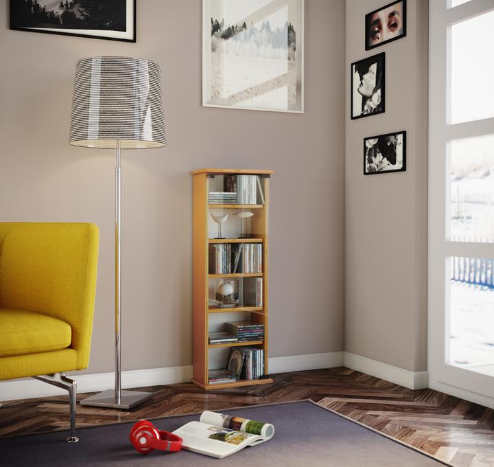 Produktbild VCM Holz CD DVD Stand Regal Vetro mit Glastür (31 x 18 x 92 cm)