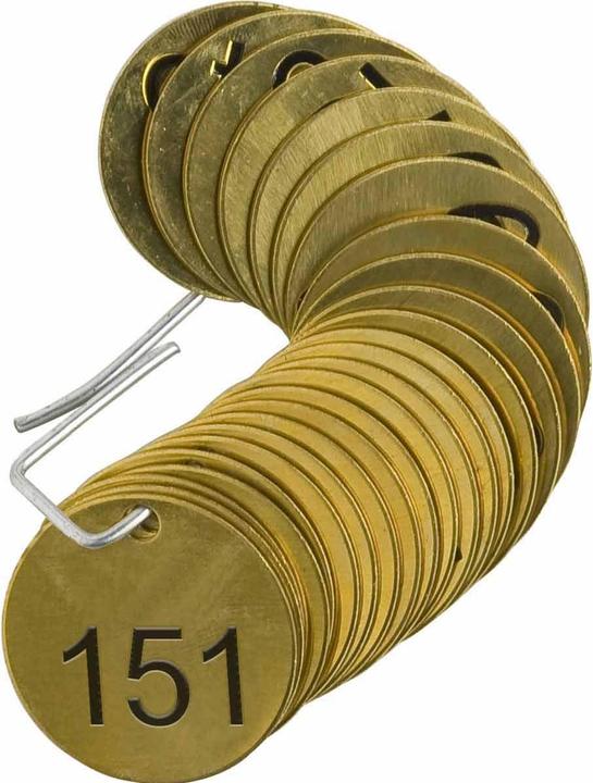 Produktbild Brady B-907, Ventilanhänger, geprägtes Messing, Durchmesser 38.10 mm, fortlaufende Nummerierung (1