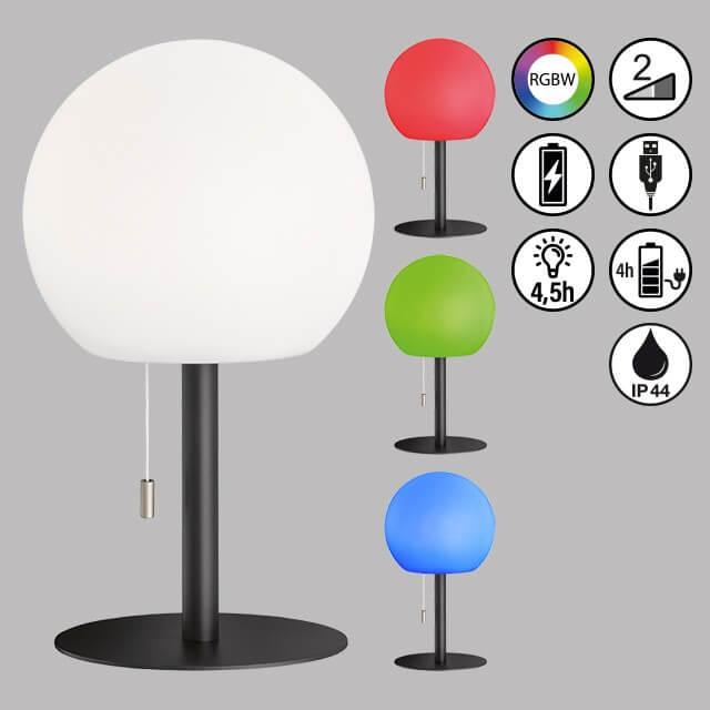 Productafbeelding FHL easy FHL Trivento LED oplaadbare buitenlamp USB 1,5W RGB kleurregeling dimbaar zand zwart IP44 850187 (IP44)