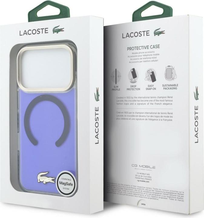 Productafbeelding Lacoste Etui Shockproof Transparent Frosted Gold Logo MagSafe do iPhone 17 Pro Max marine (Apple iPhone 17 Pro Max)