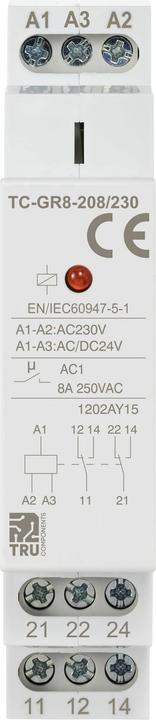 Produktbild Tru Components TC-GR8-208/230 Hilfsschalter 2 Wechsler 24 V/AC, 24 V/DC, 230 V