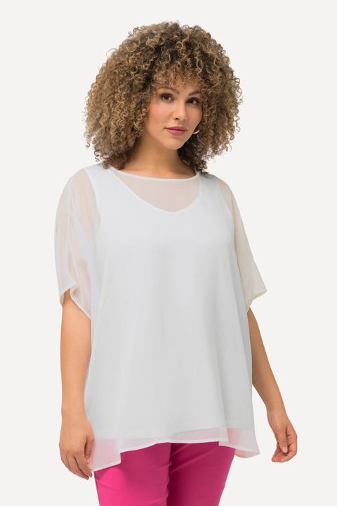 Produktbild Ulla Popken Chiffonbluse, Oversized, Rundhals, Halbarm (58, 60, 62)