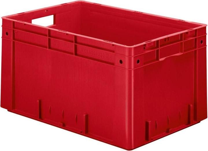 Actual product image LA-KA-PE Transport stacking container L600xW400xH320mm red PP heavy duty pass-through handle Side walls