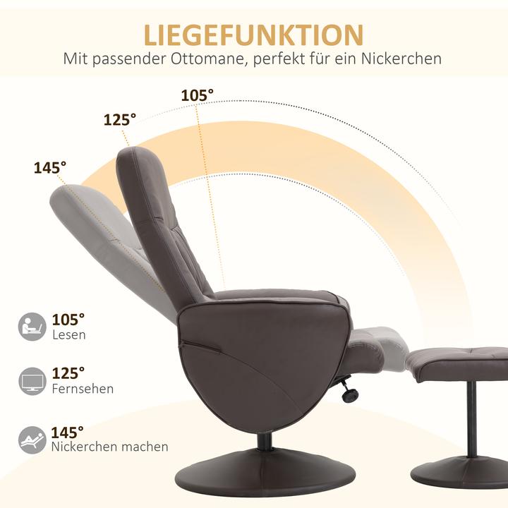 Produktbild Homcom Relaxsessel Metall, Kunstleder Braun