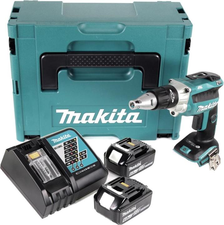 Actual product image Makita DFS 250 RGJ cordless drywall screwdriver 18 V Brushless + 2x battery 6.0 Ah + charger + Makpac (Rechargeable battery operated)