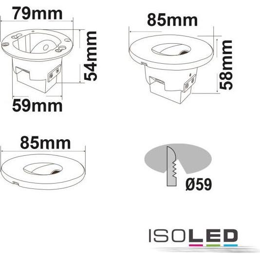 Thumbnail - Isoled, Wandleuchte + Deckenleuchte, Cover Schwarz Eckig Typ 2 für LED Wandeinbauleuchte Sys-Wall68