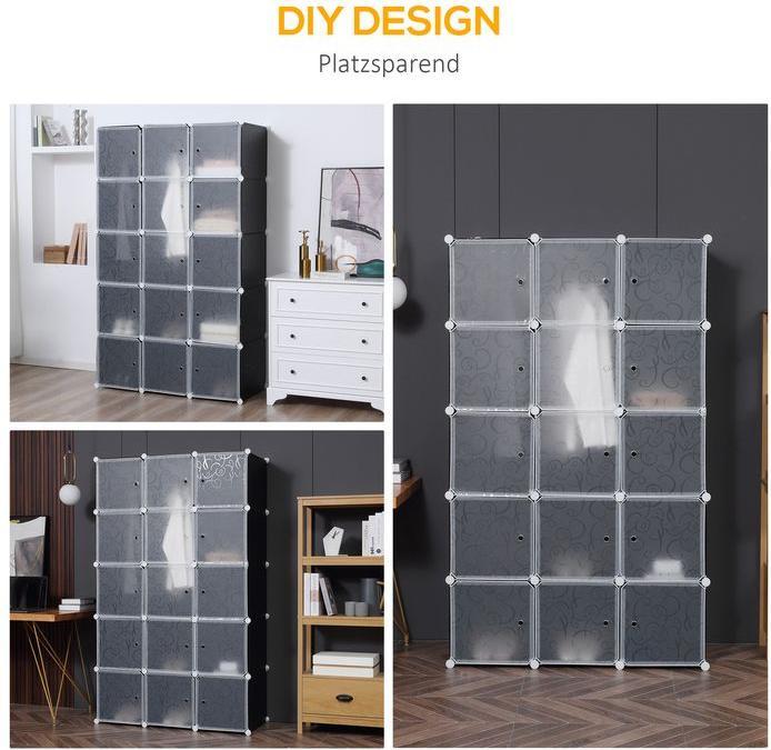 Actual product image Swisshandel24 DIY Kleiderschrank Regalsystem mit 2 grosse und 9 kleinen Würfeln Schwarz