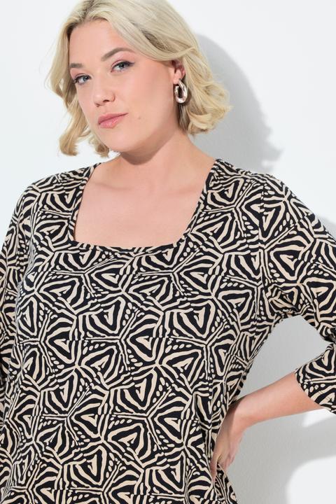 Actual product image Ulla Popken Geometric Print Empire Knit A-Line Tunic (58)