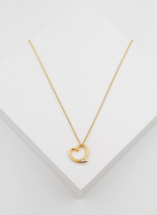 Immagine prodotto Muau Ciondolo cuore oro giallo 750 diamante 0,02 carati. 12x12 mm (Oro giallo 18K 750)