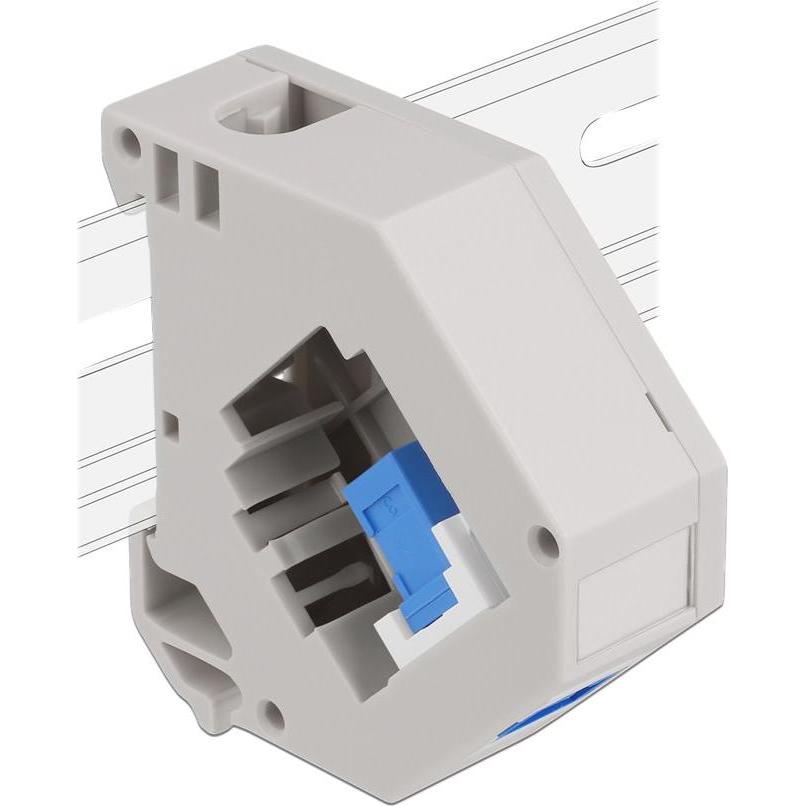 Delock Adattatore per guida top-hat con presa Keystone SC simplex a presa SC simplex blu, Cavo + Spina elettrica, Grigio, Bianco, Blu