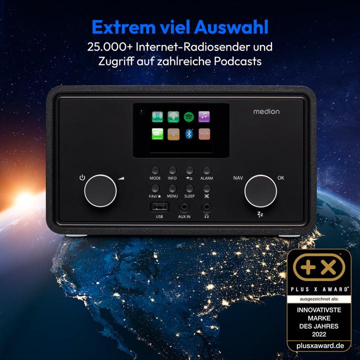 Produktbild Medion MD 88069 Internetradio schwarz (AM, DAB+, FM, Internetradio, Bluetooth, WLAN)