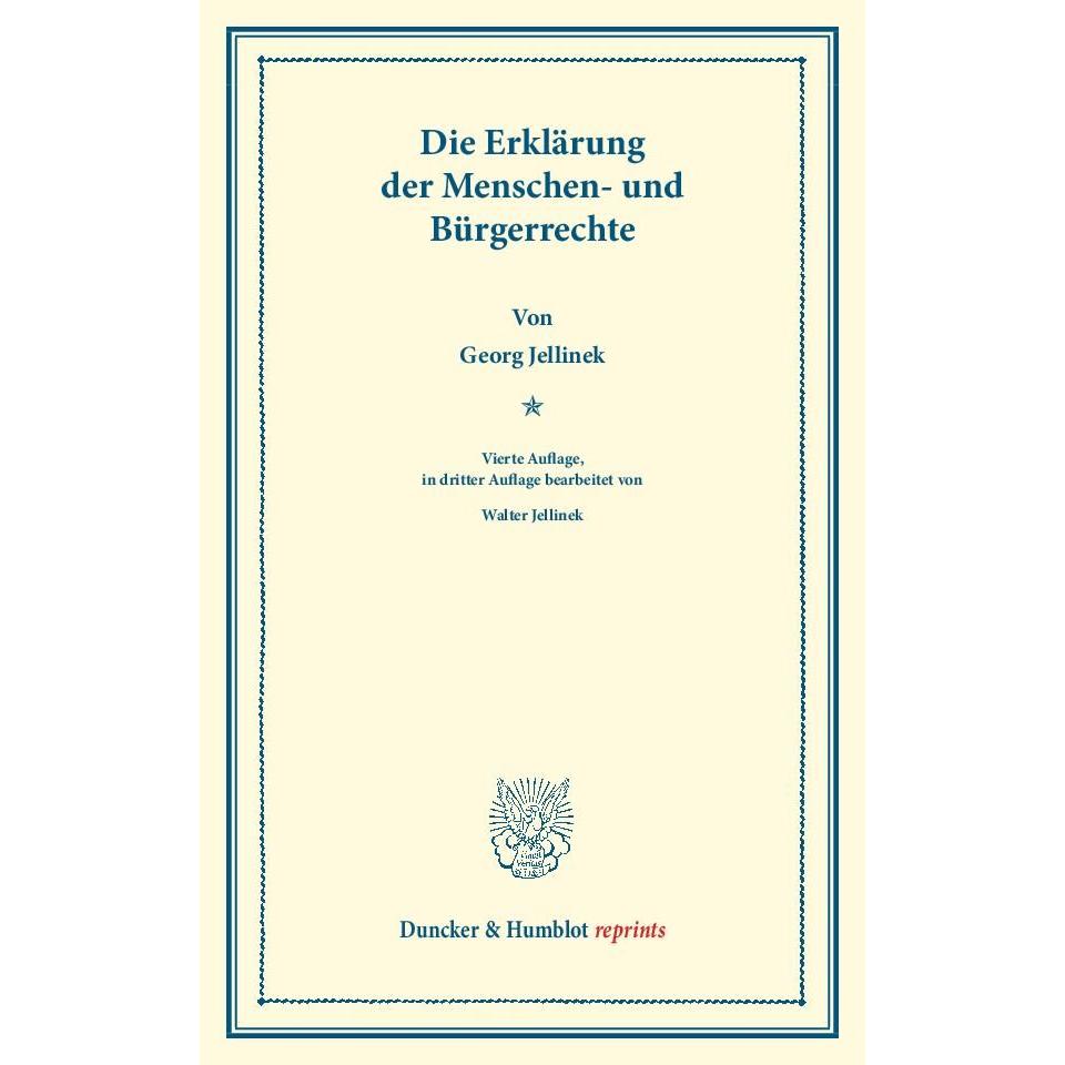 Die Erklärung der Menschen- und Bürgerrechte, Fachbücher von Georg Jellinek