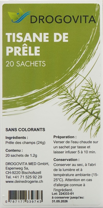 Nährwerte und Zutaten Drogovita Schachtelhalm Tee Btl 20 Stk (50 g)