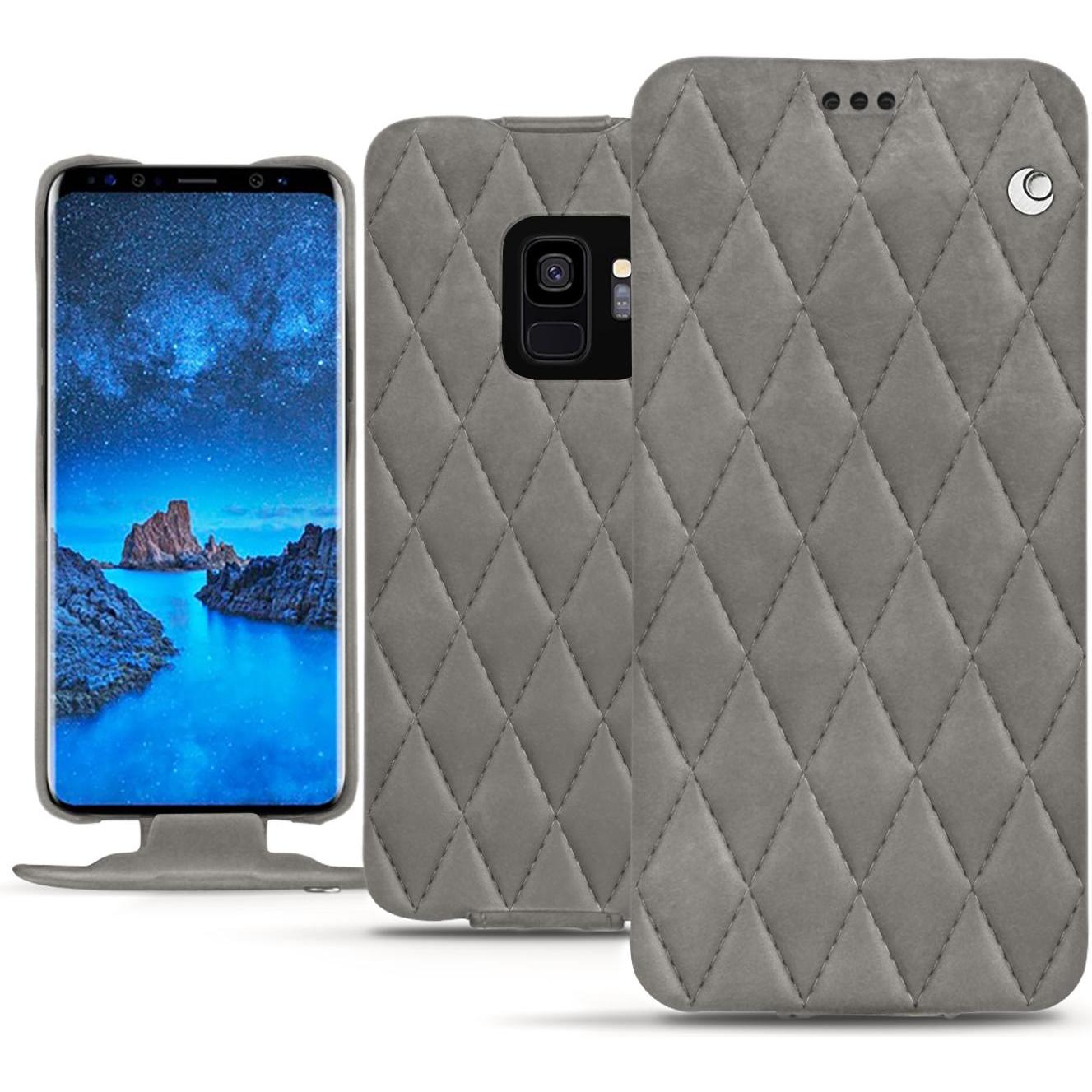 Noreve Lederschutzhülle vertikal (Samsung Galaxy S9), Smartphone Hülle, Grau