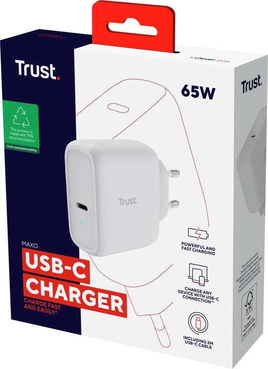 Productafbeelding Trust MAXO 65W USB-C LADER WIT (65 W)