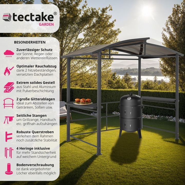 Image du produit tectake Barbecue Pavilion Asado | 240x150x234cm (240 cm, 150 cm)