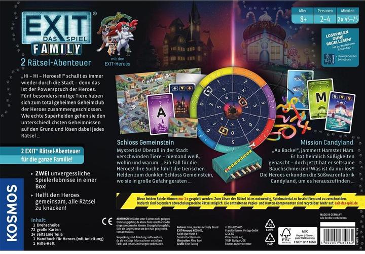 Actual product image Kosmos EXIT - Family: Schloss Gemeinstein/Mission Candyland (German, 2 - 4 Players)