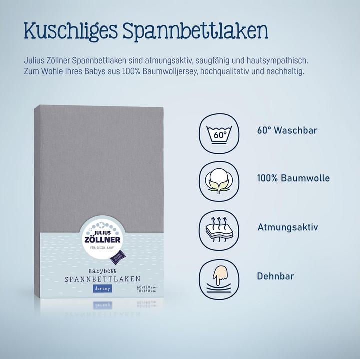 Produktbild Julius Zöllner Fix-Leintuch Jersey 90 x 40 cm, Anthracite (40 x 90 cm)