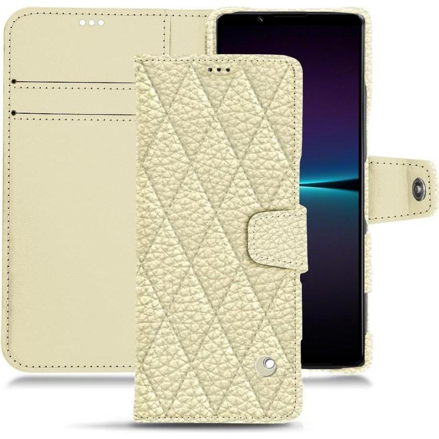 Noreve Lederschutzhülle Wallet (Sony Xperia 1 IV), Smartphone Hülle, Weiss