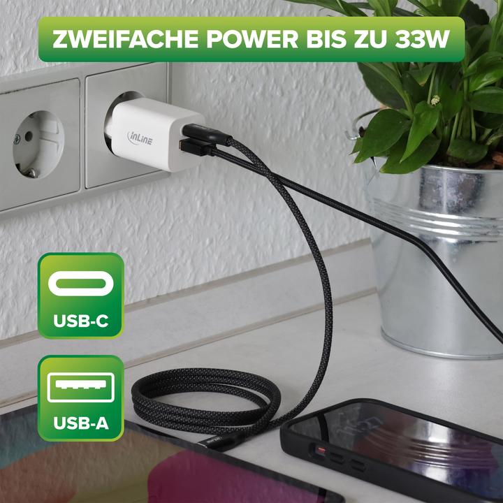 Actual product image InLine Power Delivery + Quick Charge USB Power Adapter (33 W, 2 ports)