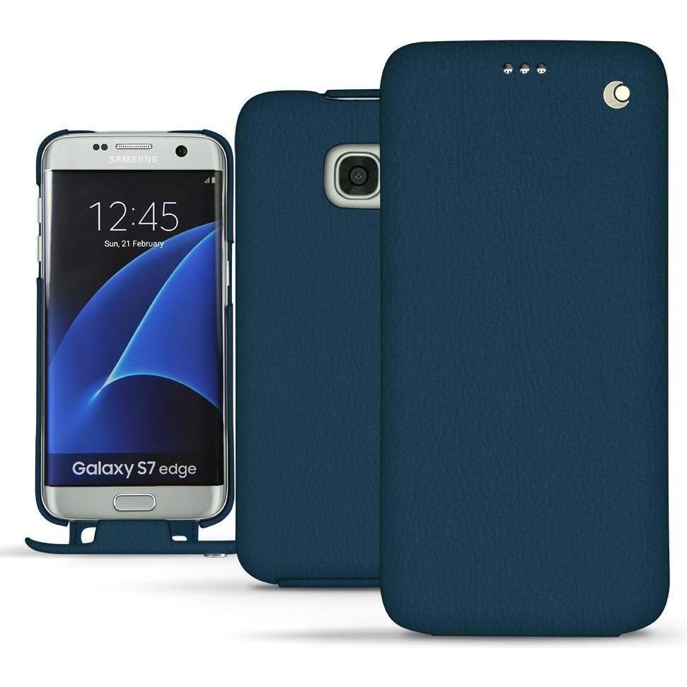 Noreve Lederschutzhülle vertikal (Samsung Galaxy S7 Edge), Smartphone Hülle, Blau