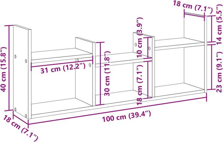 Actual product image vidaXL Wall cabinet (100 x 18 x 40 cm)