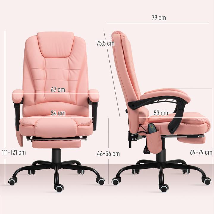 Image du produit Vinsetto Massagestuhl Kunstleder, Schaumstoff Rosa