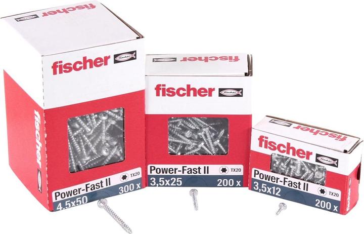 Produktbild Fischer Power-Fast II FPF II Spanplattenschraube 3,0x20 mm 200 Stück ( 670058 ) Pan Head mit Torx (200 Schrauben pro Stück)