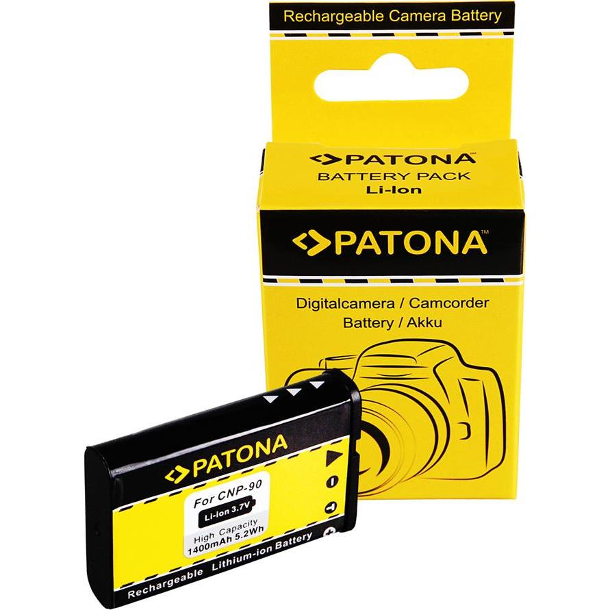 Patona Batteria f. Casio Exilim EX-H10 EX-H-10 EXH10 NP-90 NP90 (Batteria della fotocamera), Alimentatore fotocamera, Nero